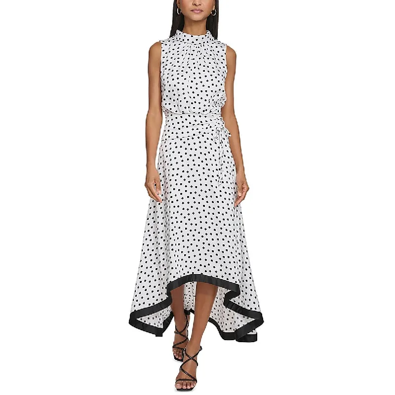 Pencil Dresses for Slimming -Karl Lagerfeld Paris Womens Hi-Low Polkadot Maxi Dress