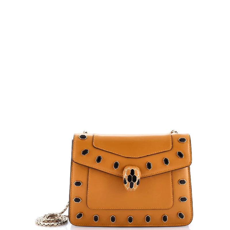 Handle bags with animal prints for flair -Serpenti Forever Square Shoulder Bag Gem Studded Leather Small