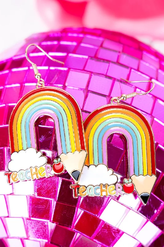 Drop Earrings for Gym Workout -Crystal Avenue Writing Rainbow Earrings