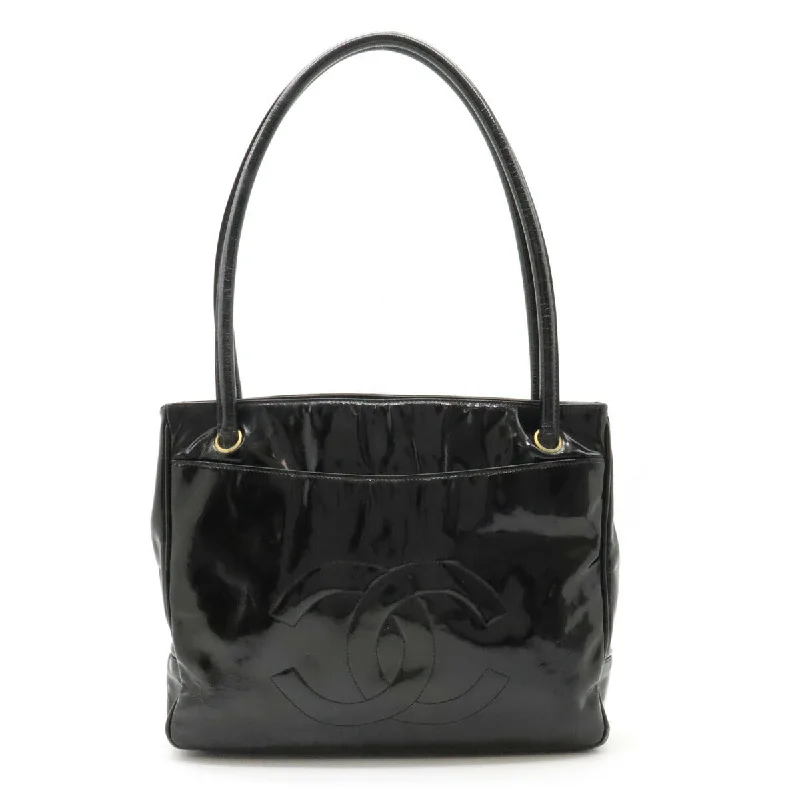 Handle bags with drawstring accents for style -Chanel Coco Mark Patent Leather Tote Bag