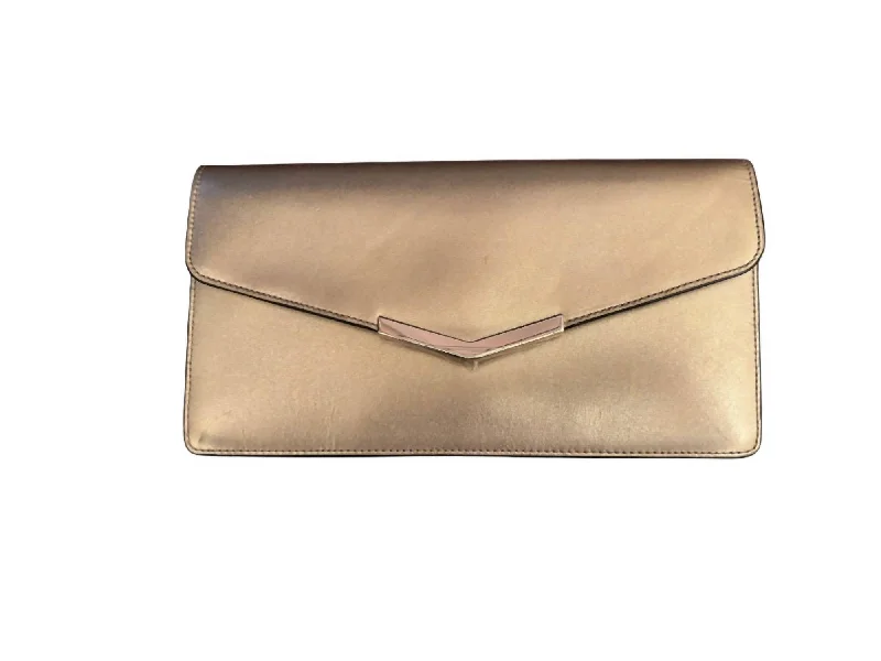 Small handle bags perfect for quick trips -Women's Demi Clutch With Strap In Gold