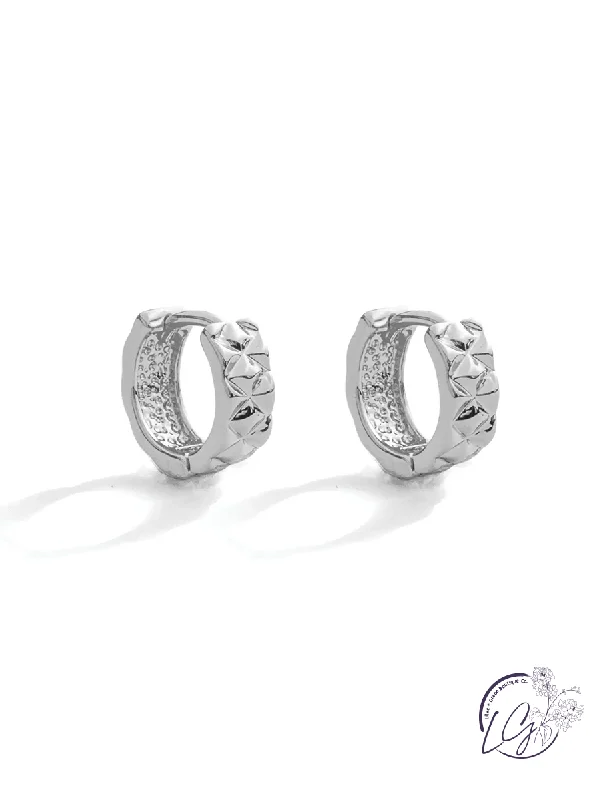 Drop Earrings for Engagement Party -Diamond Pattern Huggies