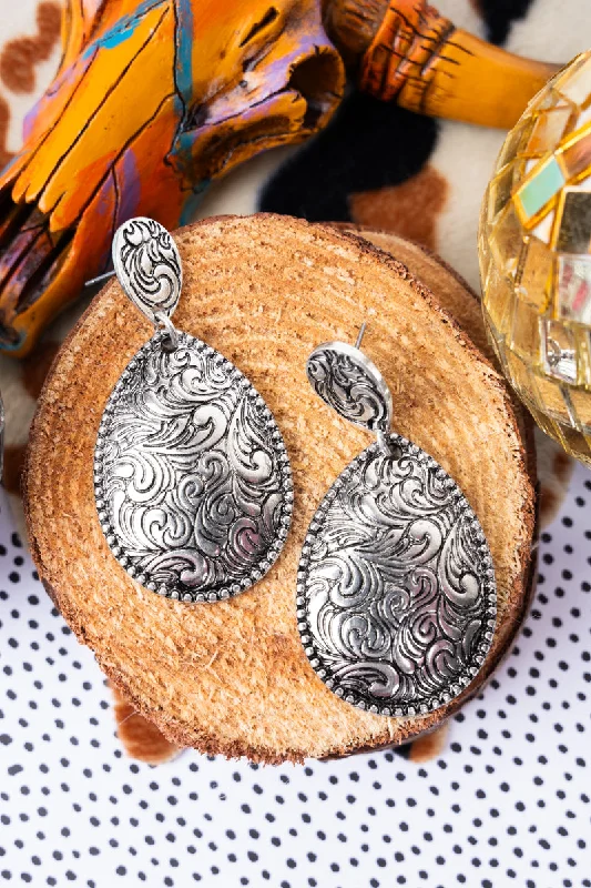 Drop Earrings with Knot Designs -TIPI Horizon Hill Scroll Teardrop Silvertone Earrings