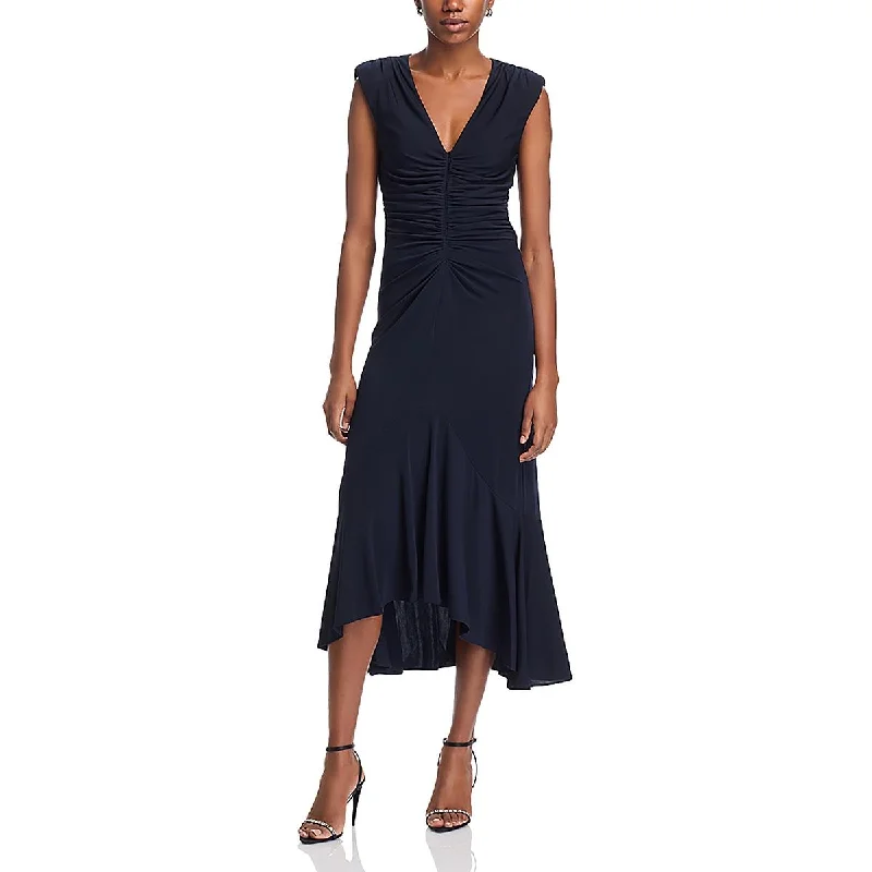 Contemporary Dresses for Fashion -Cinq a Sept Womens V Neck Ruched Midi Dress