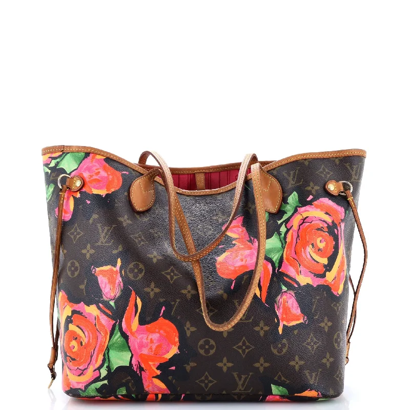 Handle bags with modern cutouts for style -Neverfull Tote Limited Edition Monogram Roses MM