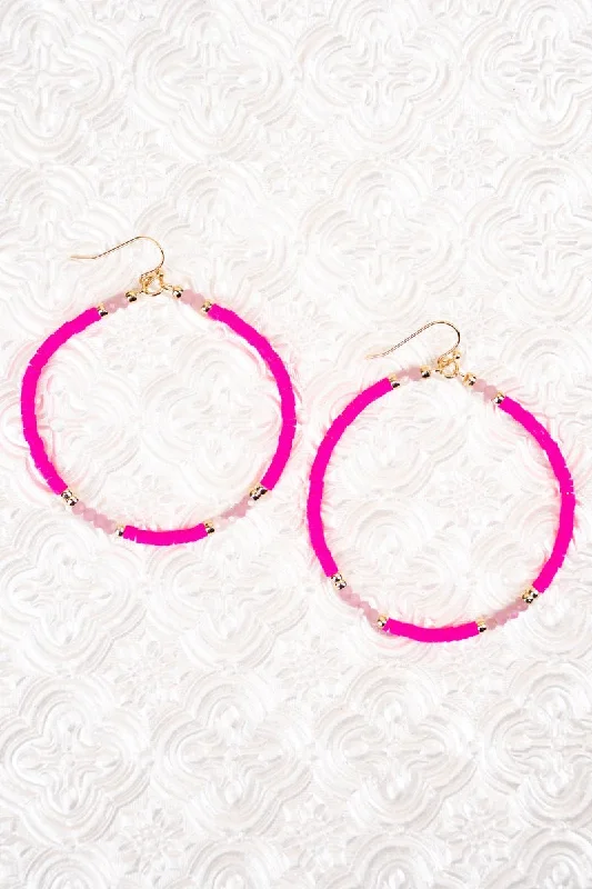 Long Drop Earrings for Dramatic -SALE! Hot Pink Sunrise Serenade Beaded Earrings