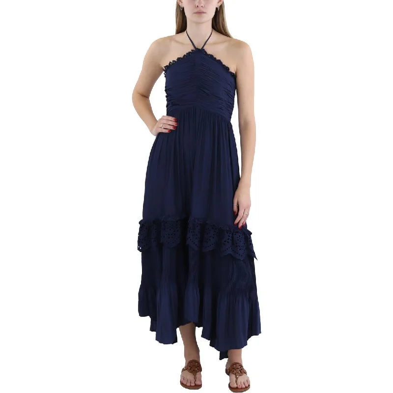 Halter Dresses for Chic Style -Ramy Brook Womens Midi Pleated Halter Dress