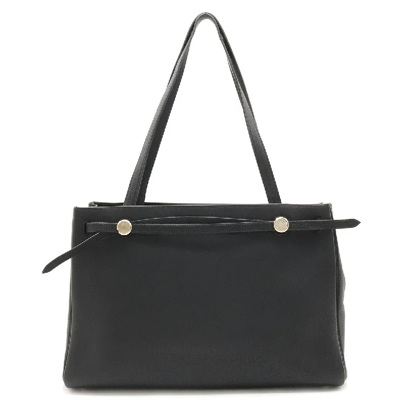 Handle bags with bold stripes for trendiness -Hermes Cabana Leather Tote Bag Black