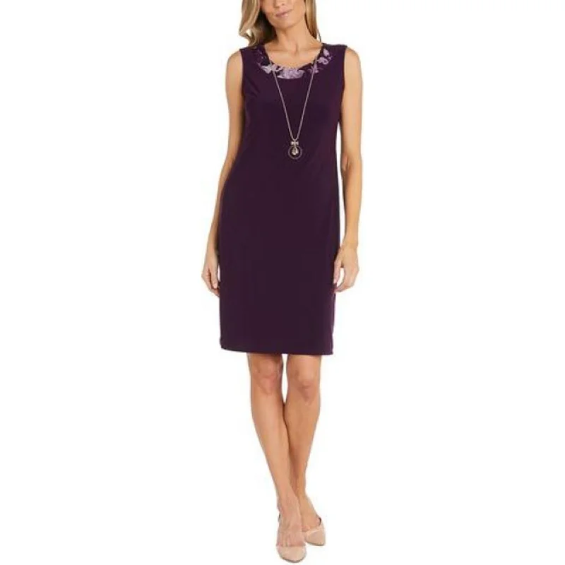 Tiered Dresses for Voluminous -R&M Richards Womens Petites Knit Sleeveless Sheath Dress