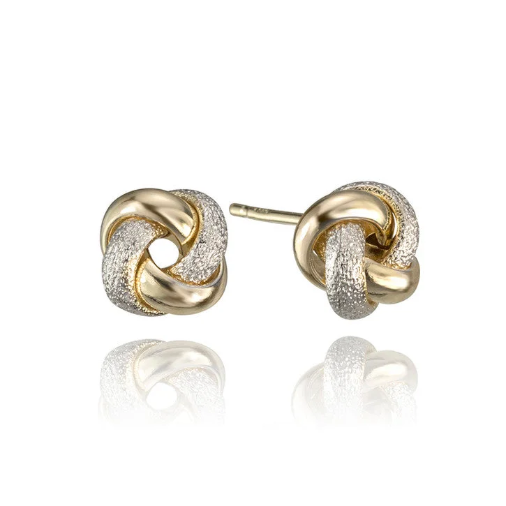 Hoop earrings with tortoiseshell designs for a chic and classic style-14K Gold Two Tone Knot Earrings