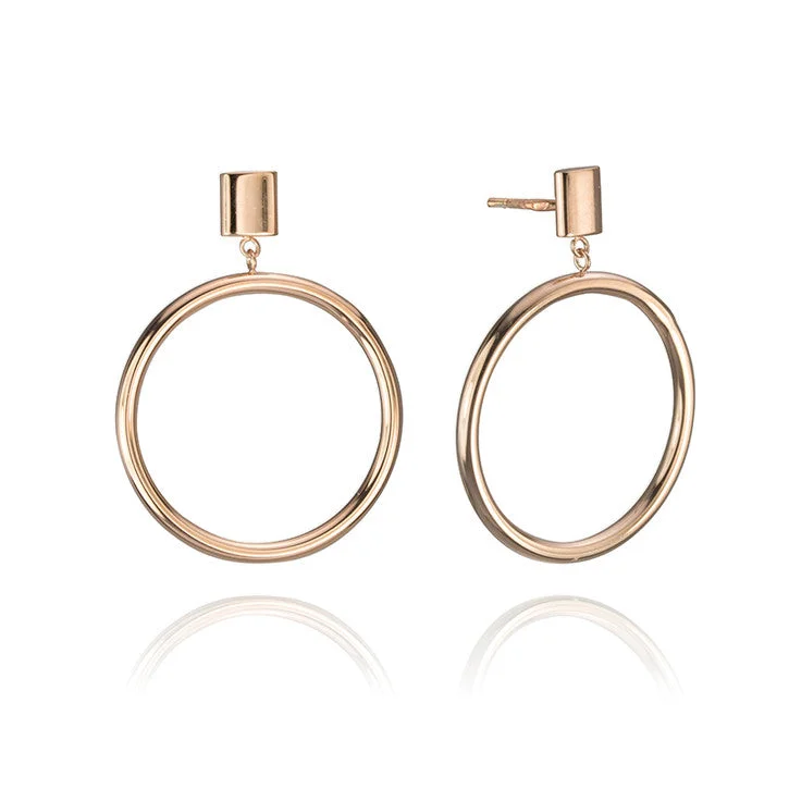 Best hoop earrings with asymmetrical designs for a fashion-forward, avant-garde look-14K Rose Gold Circle Dangle Earrings