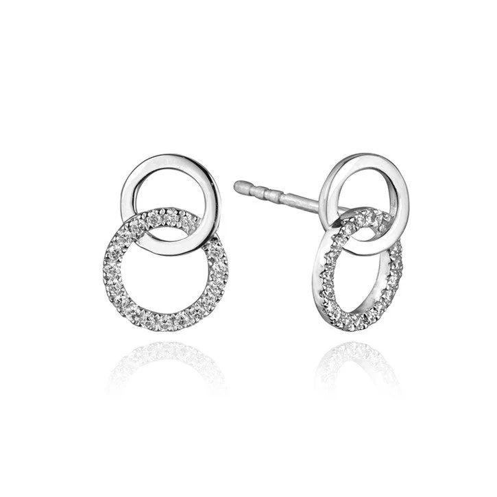 Hoop earrings with luxe velvet finishes for a rich and luxurious touch-14K White Gold Double Loop Diamond Earrings