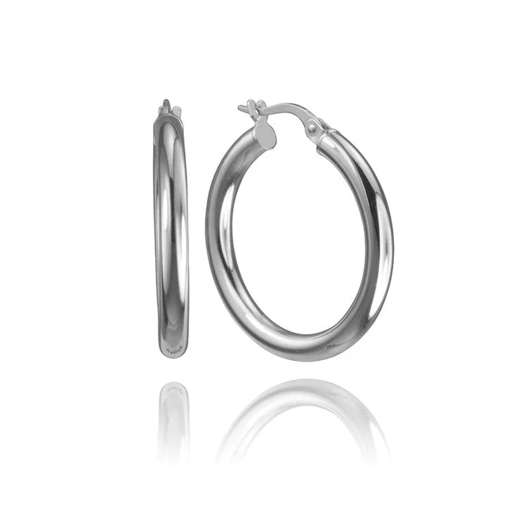 Best hoop earrings with blackened metal for an edgy and bold appearance-14K White Gold Hoop Earrings