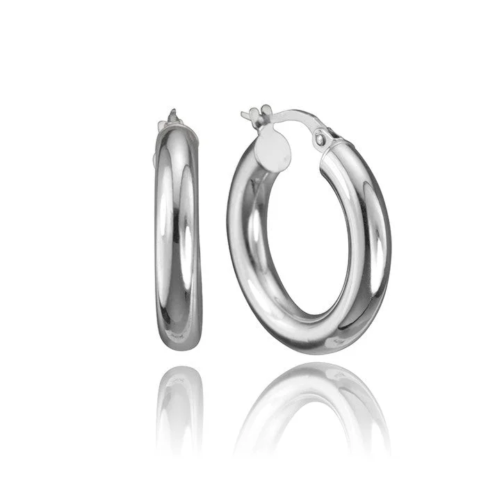 Hoop earrings with braided patterns for a detailed and textured finish-14K White Gold Hoop Earrings