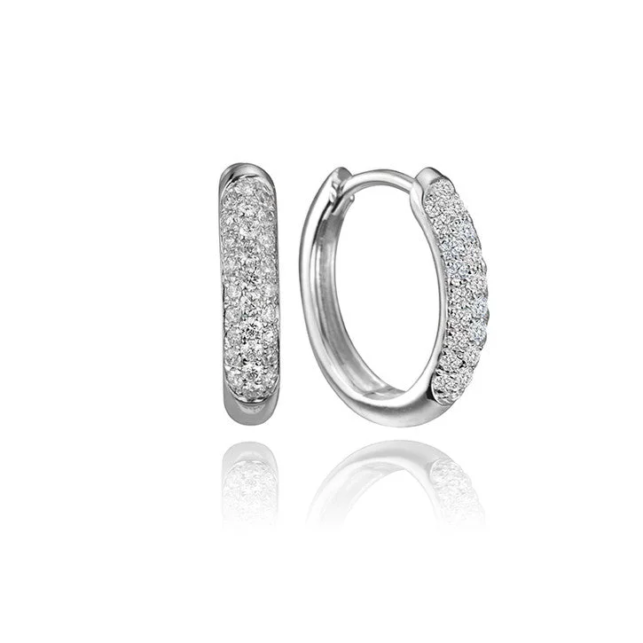 Best hoop earrings with detachable studs for a versatile and adjustable accessory-14K White Gold Pavé Diamond Earrings