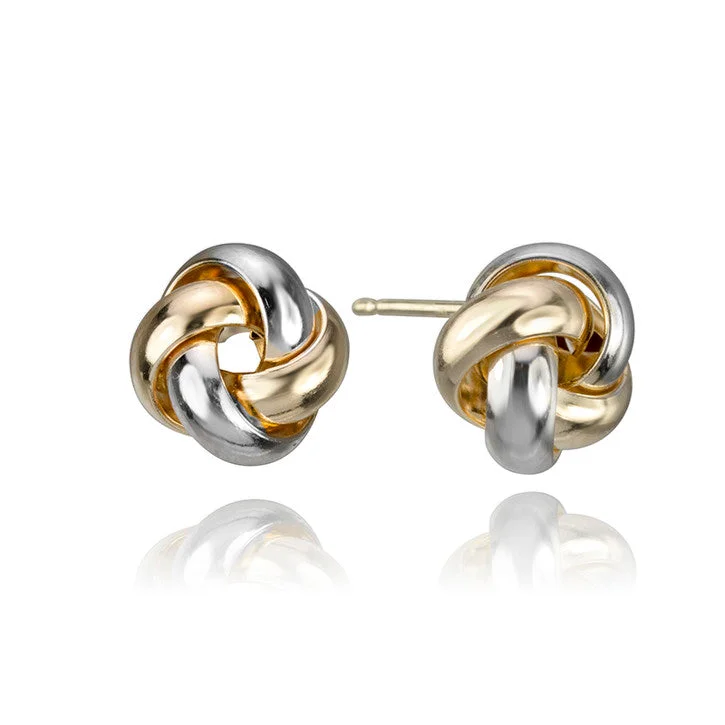 Hoop earrings with hearts for a sweet and romantic gesture-14K Yellow and White Gold Knot Earrings