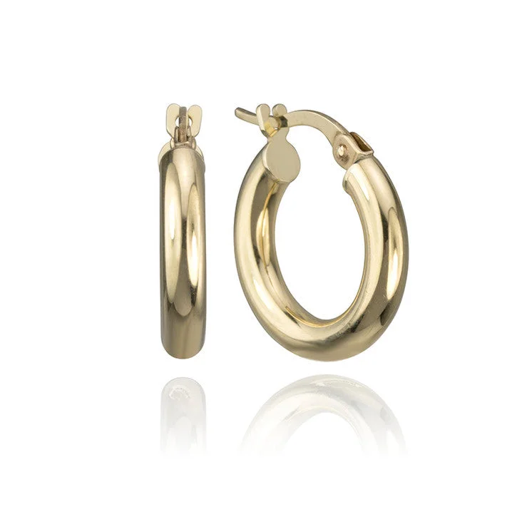 Hoop earrings with hammered copper for a warm and rustic aesthetic-14K Yellow Gold Bold Mini Hoops