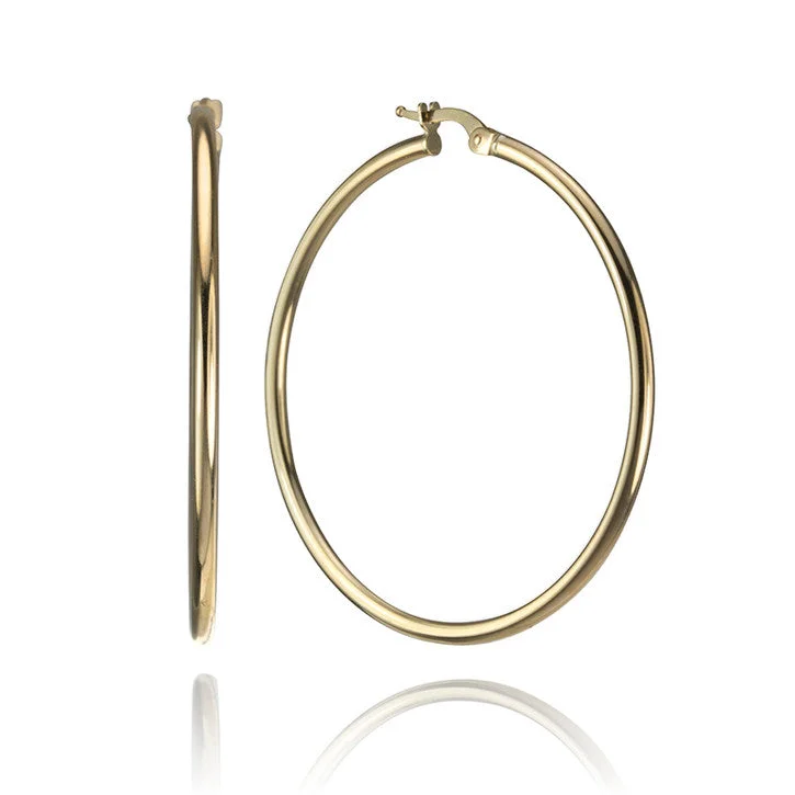 Hoop earrings with dangling charms for a playful and fun look-14K Yellow Gold Classic Large Hoop