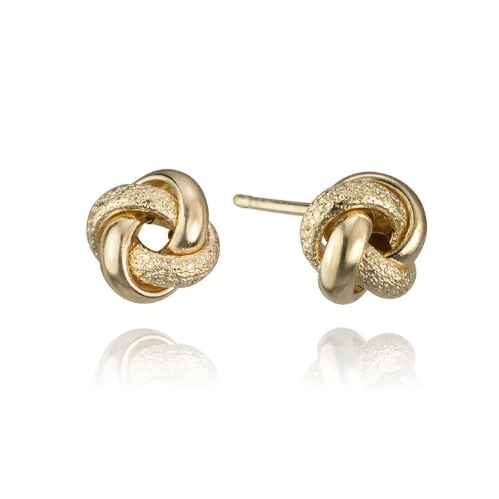 Hoop earrings with rhinestone-studded rims for a glamorous touch-14K Yellow Gold Knot Earrings