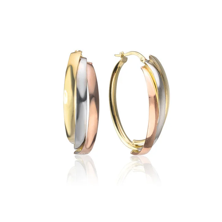 Hoop earrings with tortoiseshell designs for a chic and classic style-18K Tri-Colour Gold Hoop Earrings