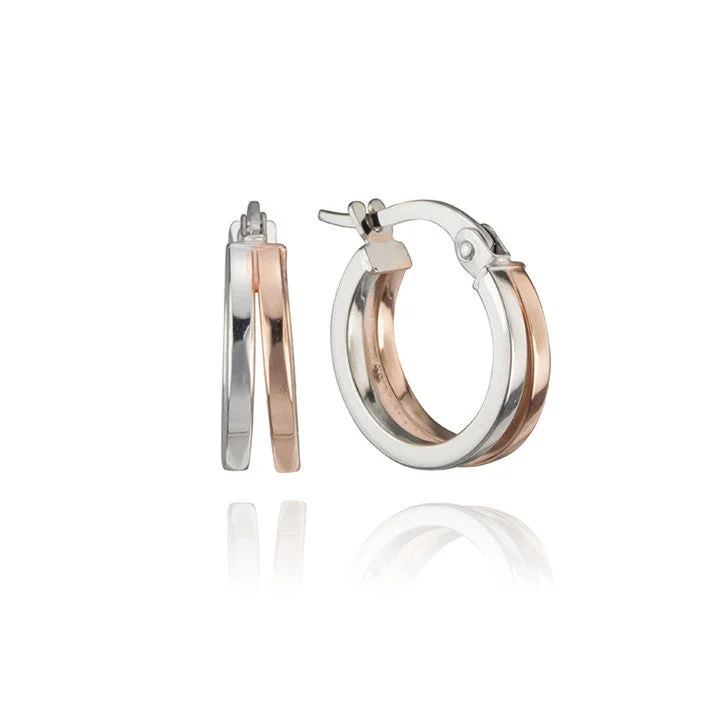 Hoop earrings with open designs for a modern, lighthearted vibe-18K Duotone Double Hoops