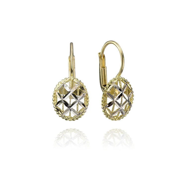 Best hoop earrings with Swarovski crystals for added sparkle and luxury-18K Yellow and White Gold Filigree Earrings