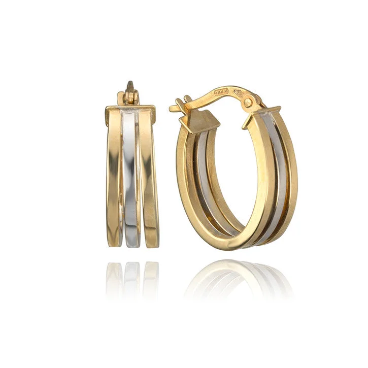 Best hoop earrings with intricate beaded details for a textured, stylish appearance-18K Duotone Trio Hoops