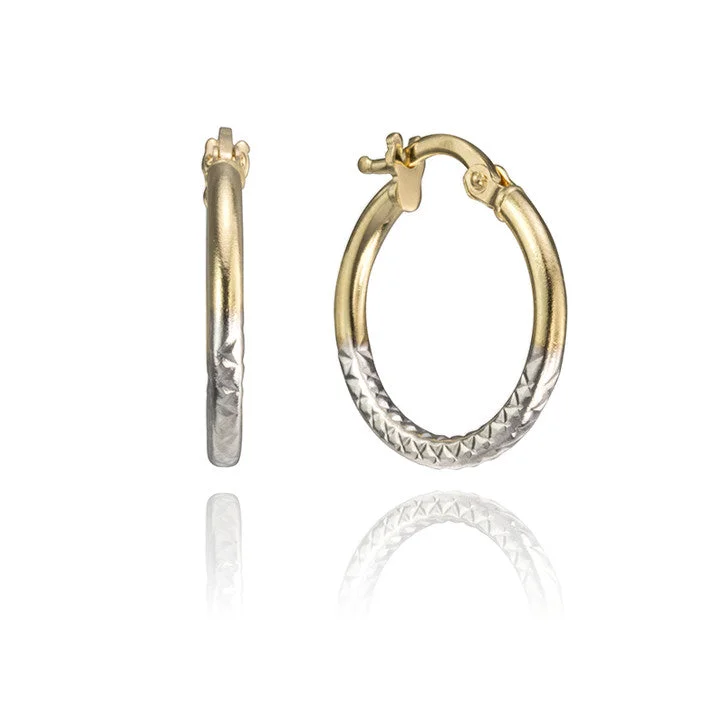 Best hoop earrings with vintage coins for a retro, antique-inspired style-18K Two Tone Textured Hoops