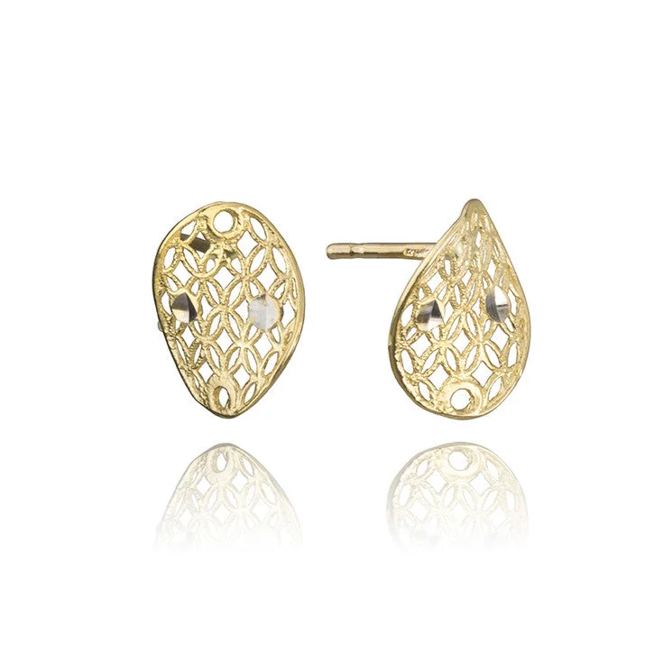 Hoop earrings with crescent moon shapes for a celestial and mystical appearance-18K Yellow Gold Filigree Earrings