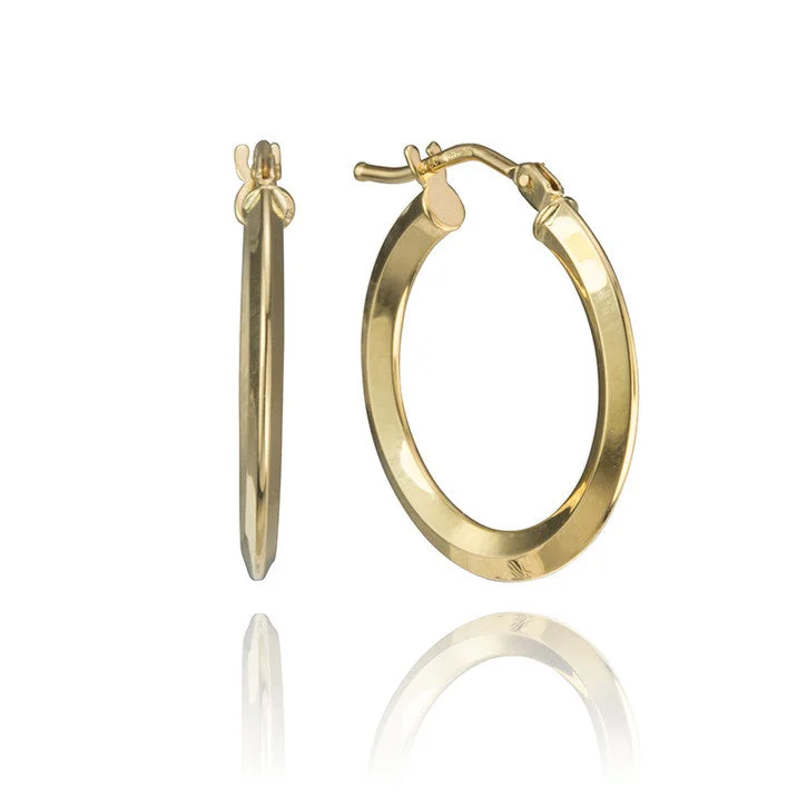 Hoop earrings with snake print designs for an edgy, wild appearance-18K Yellow Gold Knife Edge Hoops