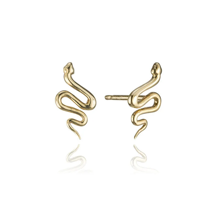 Best hoop earrings with twisted rope designs for a nautical-inspired style-18K Yellow Gold Serpent Studs