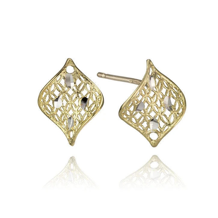 Hoop earrings with abstract shapes for an artistic and creative touch-18K Yellow Gold Square Filigree Earrings