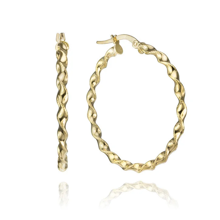 Best hoop earrings with floral designs for a feminine and delicate look-18K Yellow Gold Twist Hoop Earrings