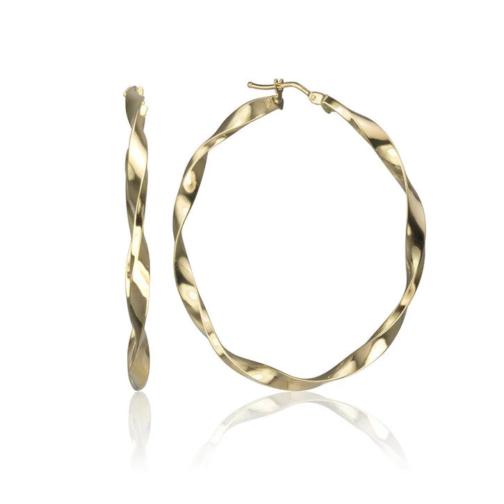 Best hoop earrings with sparkling cubic zirconia for a brilliant, budget-friendly effect-18K Yellow Gold Twist Hoop Earrings