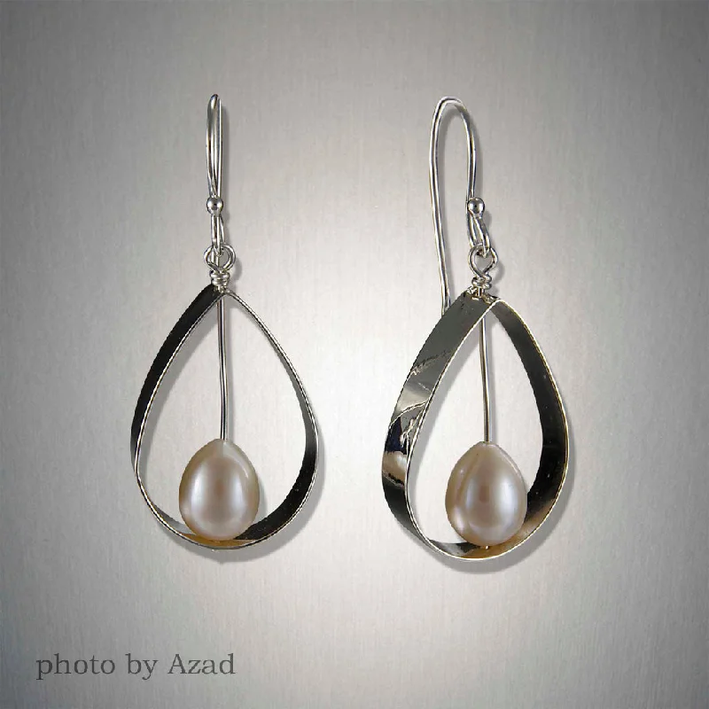 Best hoop earrings with cubic zirconia for a budget-friendly, dazzling look-2171SW - Dangling Drop of the Pearl