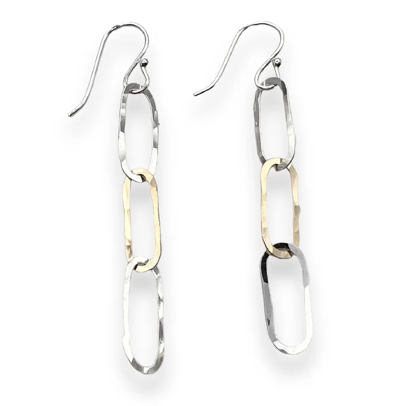 Hoop earrings with twisted leather for a chic and modern boho look-2296 - Threefold Dangles