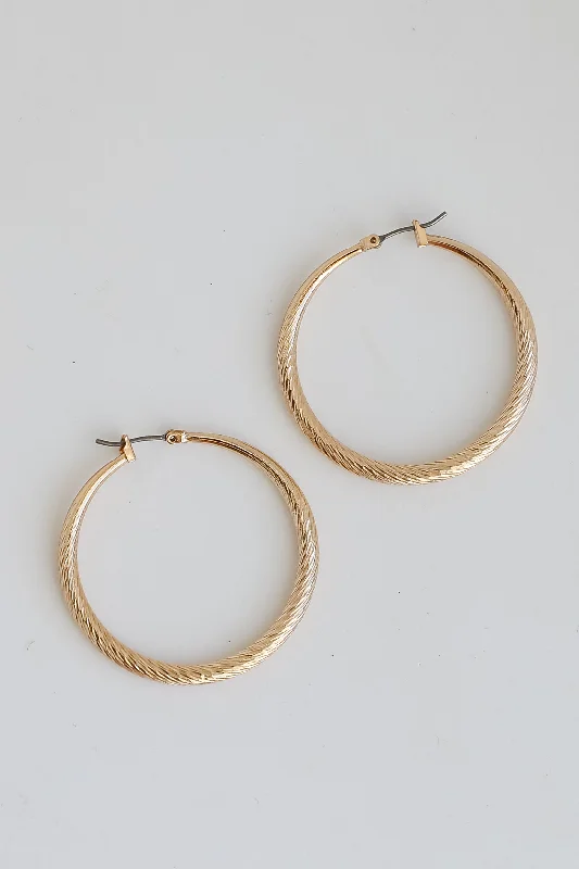 Medium hoop earrings for an everyday look with the perfect balance of style-Ashton Gold Textured Hoop Earrings