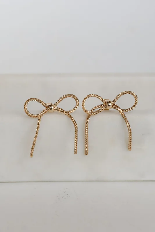 Best hoop earrings with oval shapes for a unique and elongated design-Ava Gold Bow Earrings