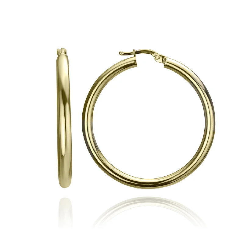 Hoop earrings with infinity loop designs for a continuous and eternal shape-10k Yellow Gold Bold Large Hoops