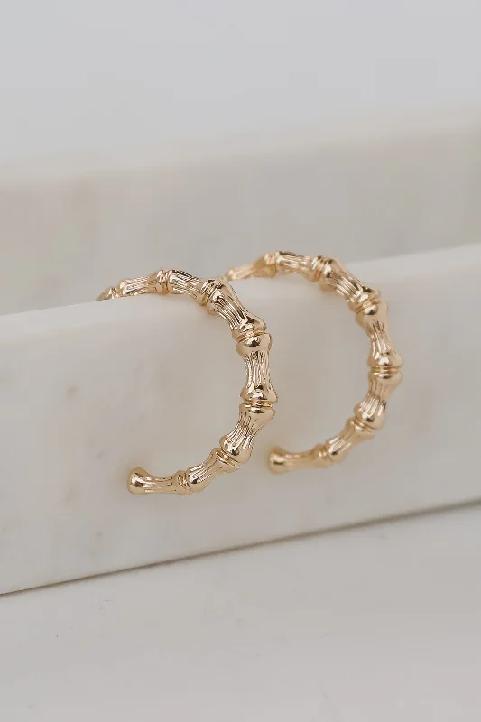 Best hoop earrings with Swarovski crystals for added sparkle and luxury-Brielle Gold Textured Hoop Earrings