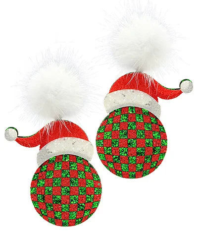 Best hoop earrings with geometric cuts for a sharp, modern appeal-Christmas Disco Ball Pom Pom Earrings