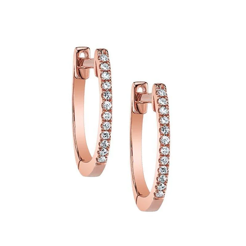 Hoop earrings with textured finishes for a vintage and classic style-Classic Hoop Diamond Earrings Rose Gold