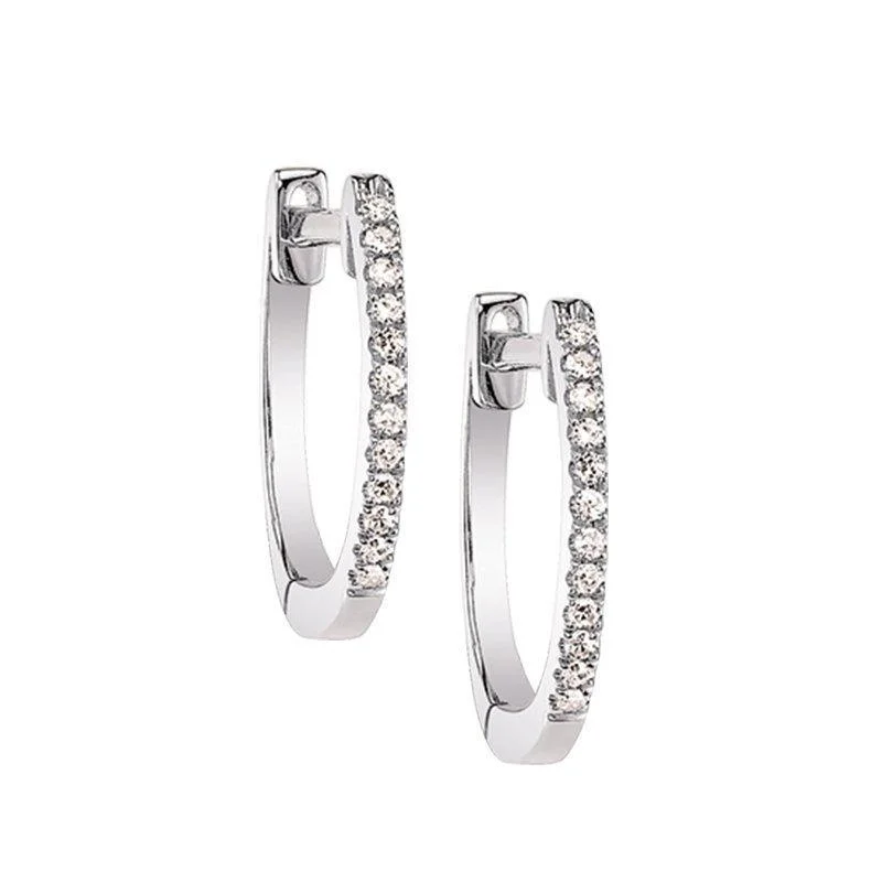 Hoop earrings with oversized designs for a bold, fashion-forward statement-Classic Hoop Diamond Earrings White Gold