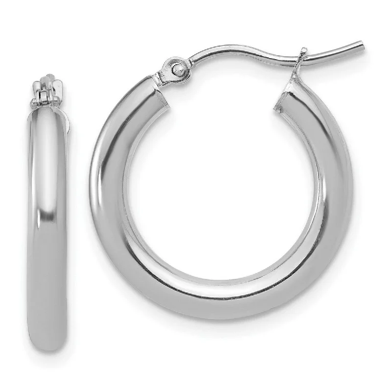 Hoop earrings with faceted crystals for added sparkle and shine-Curata 10k White Gold Polished 3x20mm Classic Hoop Earrings