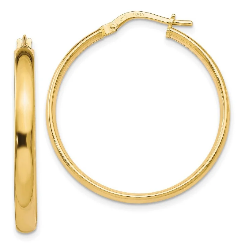 Hoop earrings with a matte black finish for a sleek, edgy vibe-Curata 10k Yellow Gold Polished 3x27mm Hoop Earrings