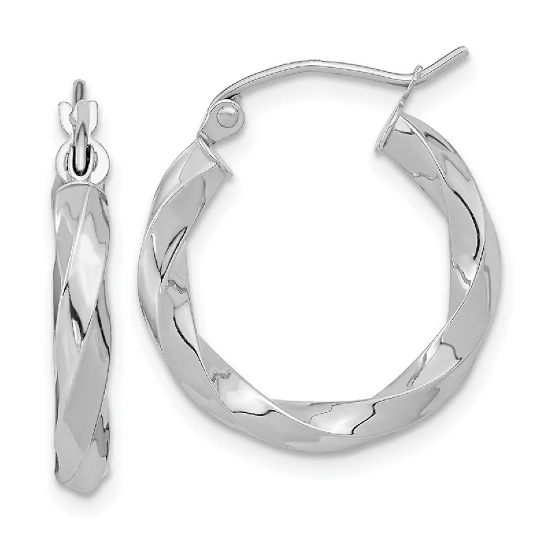 Hoop earrings with removable pendants for a versatile and customizable accessory-Curata 10k Yellow or White Gold 3x21.42mm Twisted Hoop Earrings