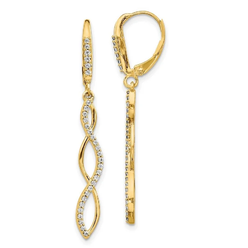 Hoop earrings with faceted crystals for added sparkle and shine-Curata 14k Diamond Earrings Measures 42x4mm Wide