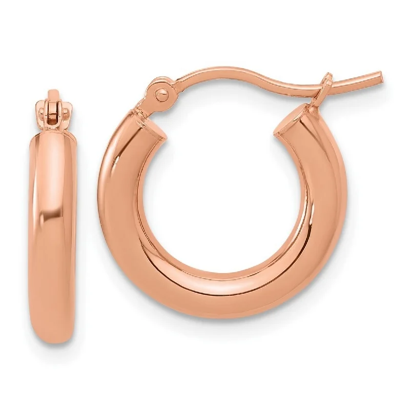 Hoop earrings with open designs for a modern, lighthearted vibe-Curata 14k Rose Gold 3x17mm Polished Classic Hoop Earrings