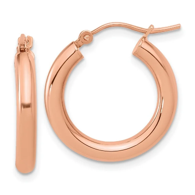 Hoop earrings with a chunky design for a bold and trendy statement-Curata 14k Rose Gold 3x20mm Polished Classic Hoop Earrings