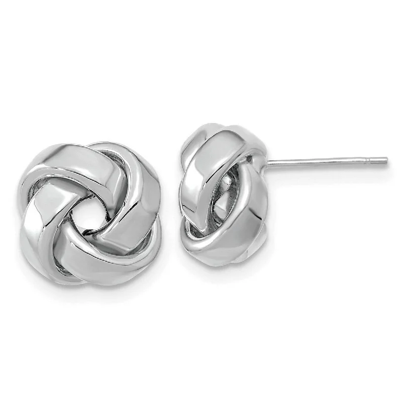 Hoop earrings with polished metal for a shiny and high-quality finish-Curata 14k White Gold 12mm Polished Love Knot Post Earrings